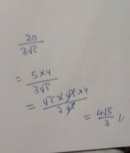 Simplify20/3root5 solve it
