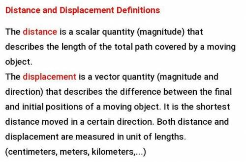 Please give an example of a scenario with distance and displacement.