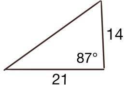 find the area of the triangle given a = 14, c=21, and B=87°. Round your answer to the nearest tenth.