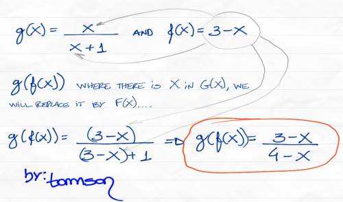 If f(x)= 3-x and g(x)= x/x+1, what is g•f(x)?