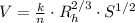 V = \frac{k}{n} \cdot R_{h}^{2/3}\cdot S^{1/2}