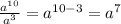 \frac{a^{10}}{a^3}=a^{10-3}=a^7