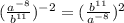 (\frac{a^{-8}}{b^{11}})^{-2}=(\frac{b^{11}}{a^{-8}})^2