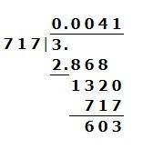 What is 3 divided by 717 (show your work don't use calc.