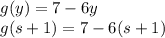 g(y)=7-6y\\g(s+1)=7-6(s+1)\\