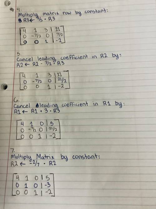 Solve the system of equations using Gaussian elimination.