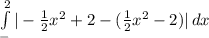 \int\limits^2_- {|-\frac{1}{2}x^2+2-(\frac{1}{2}x^2-2) | } \, dx