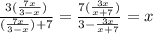 \frac{3(\frac{7x}{3-x})}{(\frac{7x}{3-x})+7}=\frac{7(\frac{3x}{x+7})}{3-\frac{3x}{x+7}}=x