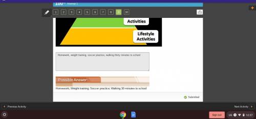 List the following four activities in the order they would go in the physical activity pyramid from