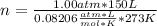 n=\frac{1.00 atm* 150 L}{0.08206 \frac{atm*L}{mol*K}*273 K}