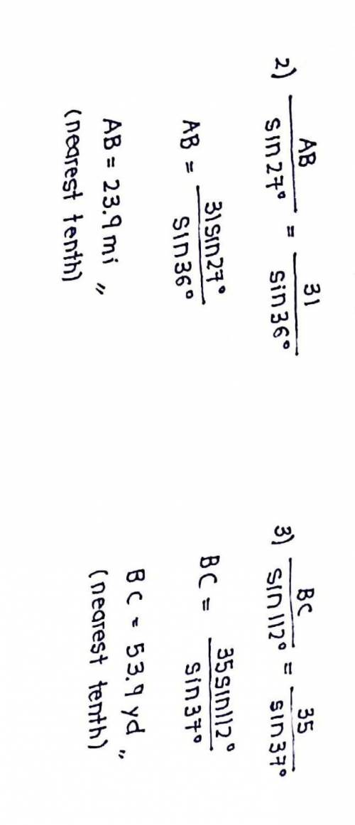 Laws of Sines. Find each measurement indicated. Round your answers to nearest tenth. Part 1