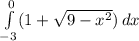 \int\limits^0_{-3}(1+\sqrt{9-x^{2}})\, dx
