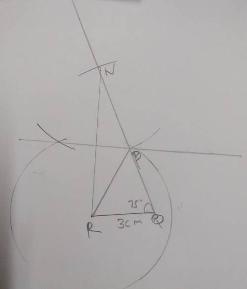 Construct a triangle PQR with base QR= 3.8cm angle Q = 75°

and PQ + PR 7.9cm. Justify your answer​