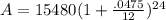 A = 15480(1+\frac{.0475}{12})^{24}
