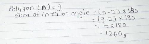 Find the sum of all interior angles of a polygon with 9