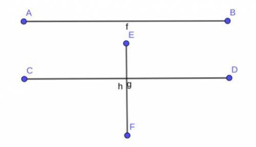 Draw line AB, line CD and line EF with line AB parallel to line CD and line CD perpendicular to line