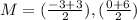 M=(\frac{-3+3}{2} ),(\frac{0+6}{2} )