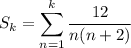 S_k=\displaystyle\sum_{n=1}^k\frac{12}{n(n+2)}