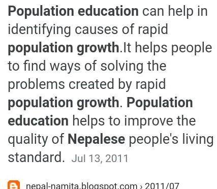 Explain the importance of population education in the context of Nepalesesociety​