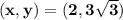 \mathbf{(x,y)  = (2, 3\sqrt 3)}