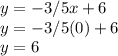 y=-3/5x+6&#10;\\y=-3/5(0)+6&#10;\\y=6