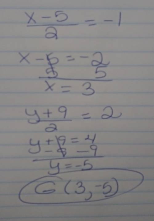 5. Find the coordinates of G if F(-1,2) is the midpoint of GJ and J has coordinates (-5,9).