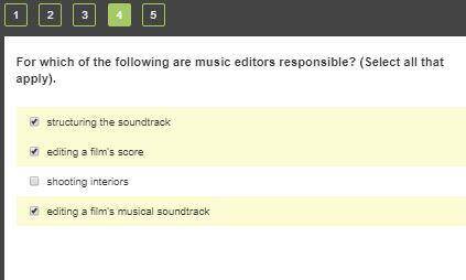 For which of the following are music editors responsible?

(Select all that apply). structuring the