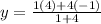 y = \frac{1(4) + 4(-1)}{1 + 4}