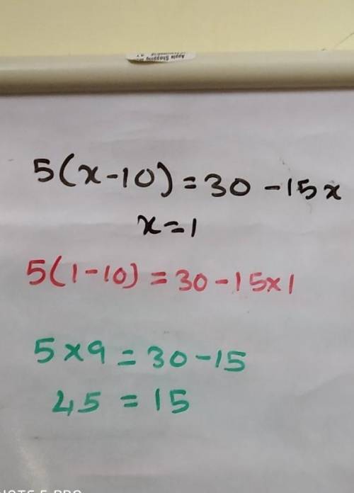 5(x – 10) = 30 – 15x x = 1