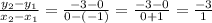 \frac{y_{2}- y_{1}}{x_{2}-x_{1}}  = \frac{-3- 0}{0-(-1)} = \frac{-3- 0}{0+1} = \frac{-3}{1}