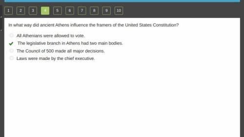 In what way did ancient Athens influence the framers of the United States Constitution? All Athenian