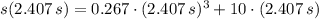 s(2.407\,s) = 0.267\cdot (2.407\,s)^{3}+10\cdot (2.407\,s)