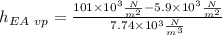 h_{EA \ vp } =\frac{101 \times 10^3 \frac{N}{m^2}- 5.9 \times 10^{3} \frac{N}{m^2}}{7.74 \times 10^3 \frac{N}{m^3}}
