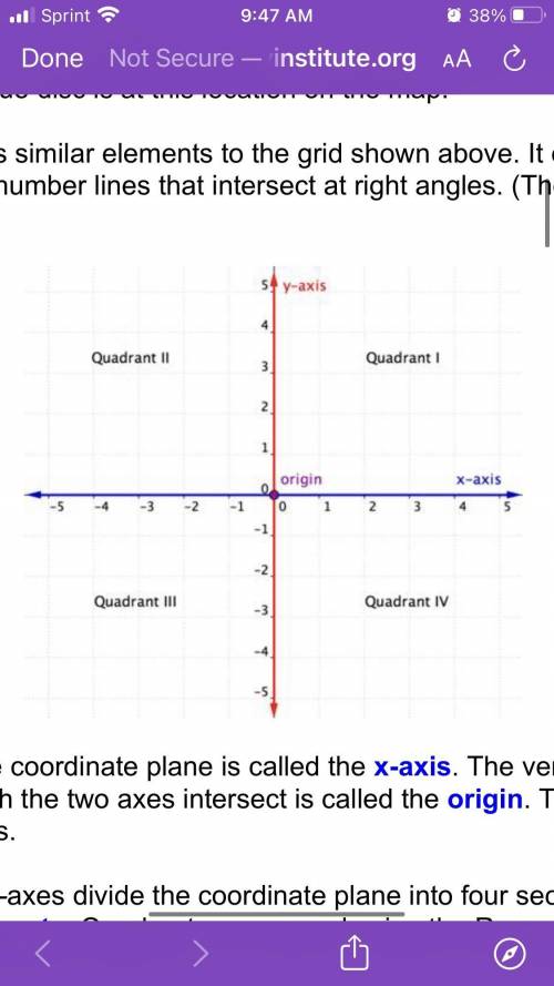 Move each point to the table to show what quadrant it is in when plotted on a coordinate plane.
