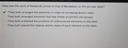 How was the work of Newlands similar to that of Mendeleev on the periodic table?

They both arranged