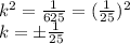 k^2=\frac{1}{625}=( \frac{1}{25})^2\\k=\pm\frac{1}{25}