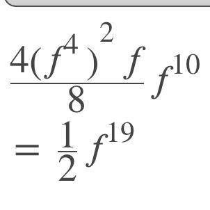 Simplify : (4(f^4)^2f/8f^10)