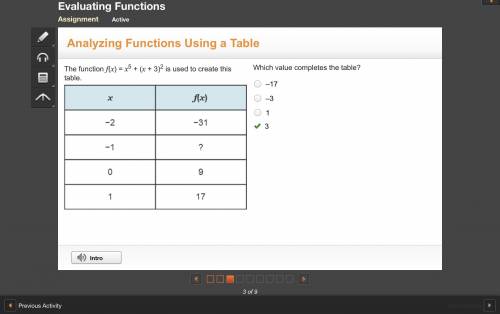 HURRRY IM TAKING A TEST EDGENTITY

The function f(x) = x5 + (x + 3)2 is used to create this table.A