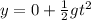 y = 0 + \frac{1}{2}gt^2