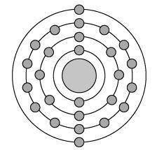 A model of an atom is shown below. Which element does this atom represent?