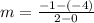 m=\frac{-1-(-4)}{2-0}