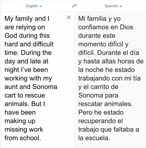 Someone translate this in Spanish. My family and I are relying on God during this hard and difficult