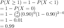 P(X\geq 1)=1-P(X