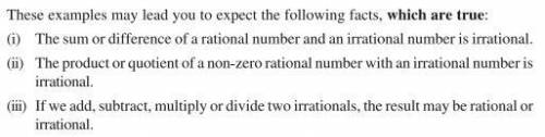 Sum product of two irrational numbers is rational please answer me fast i am waiting​