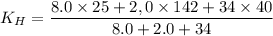 K_{H}=\dfrac{8.0\times25+2,0\times142+34\times40}{8.0+2.0+34}