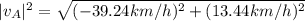 |v_A|^2 = \sqrt{ (-39.24 km/h)^2+ (13.44 km/h)^2}