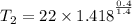 T_2 = 22 \times 1.418 ^{^{\frac{0.4}{1.4}}