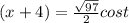 (x + 4) = \frac{\sqrt{97} }{2} cost