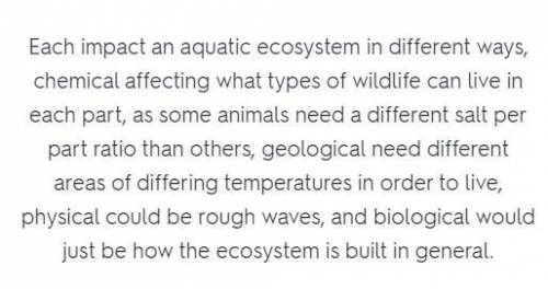 How do chemical physical geological and biological factors influence an aquatic ecosystem