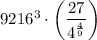 9216^3\cdot \left(\dfrac{27}{4^{\frac{4}{9} } }\right)
